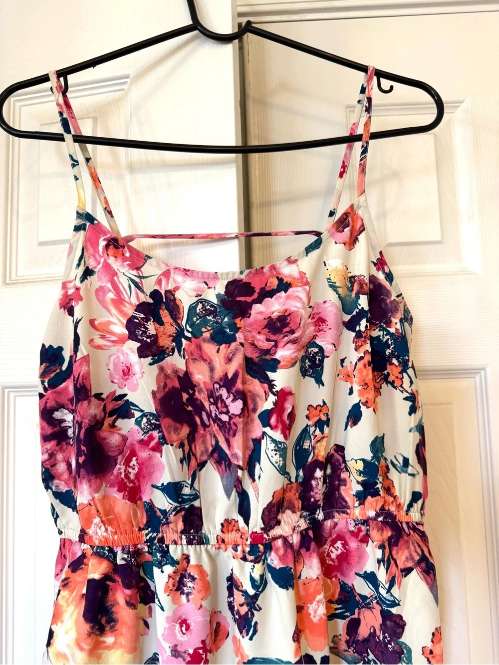 Forever 21 White Floral Mini Dress with Pink, Orange & Navy Flowers - Picture 3 of 6